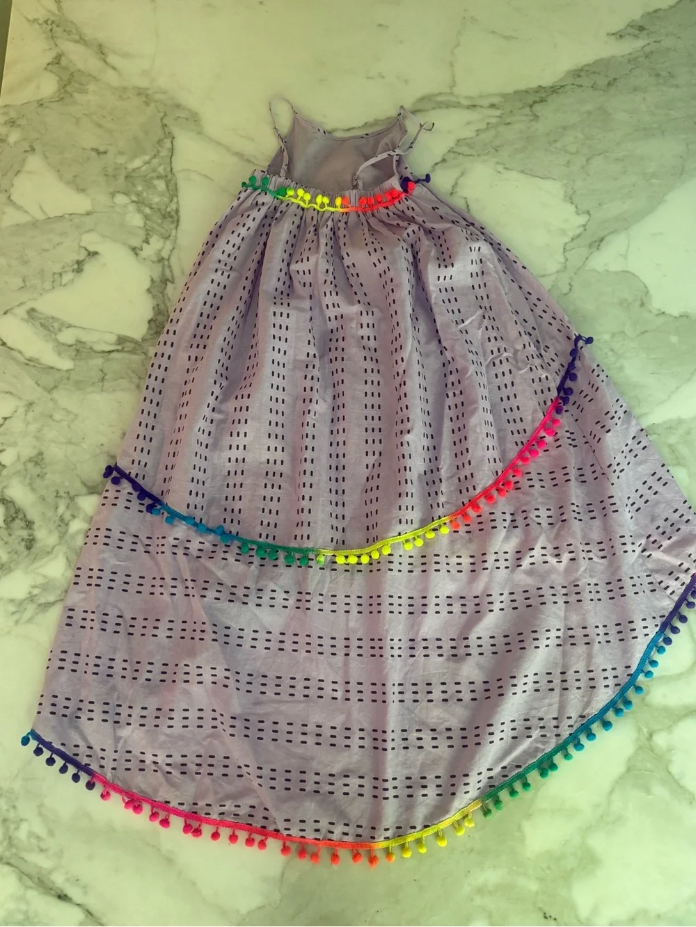 Lola + The Boys St. Barths Pom Pom High Low Dress lavender Sz 12 Excellent cond